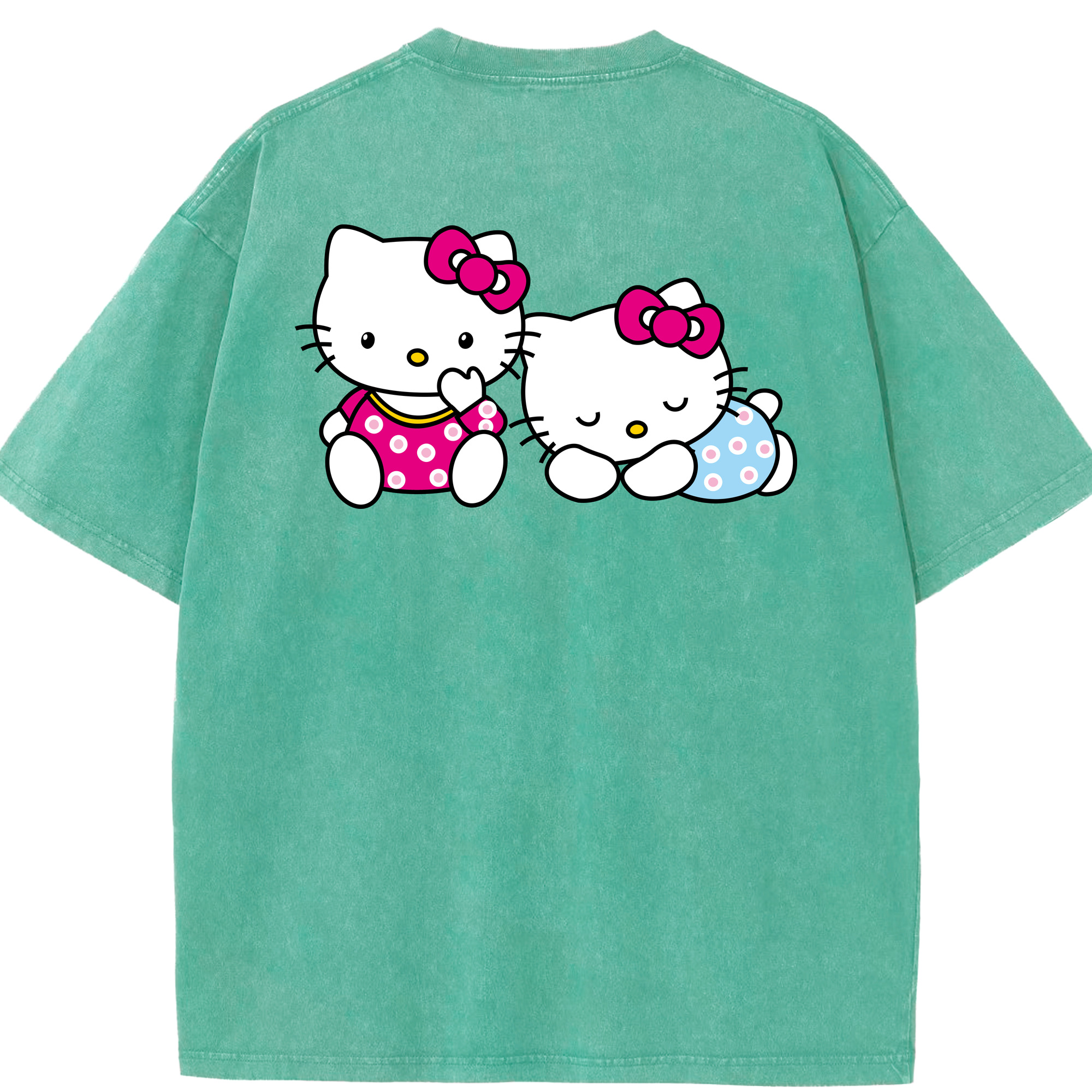 （画像用） Hello Kitty ハローキティ 綿100% ヴィンテージ風 半袖Tシャツ（背面プリント）